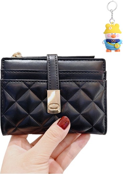 Moda Cüzdan Fermuar Toka Çoklu Kart Yuvası Kısa Cüzdan Cüzdan Kadın Kart Tutucu (Yurt Dışından)