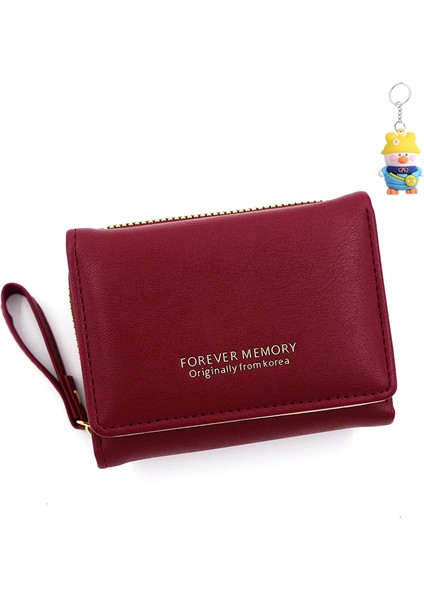 Basit Bayan Cüzdan Kısa Toka Çoklu Kart Yuvası Üç Katlı Para Cüzdan Kimlik Çantası Clutch Çantası (Yurt Dışından)