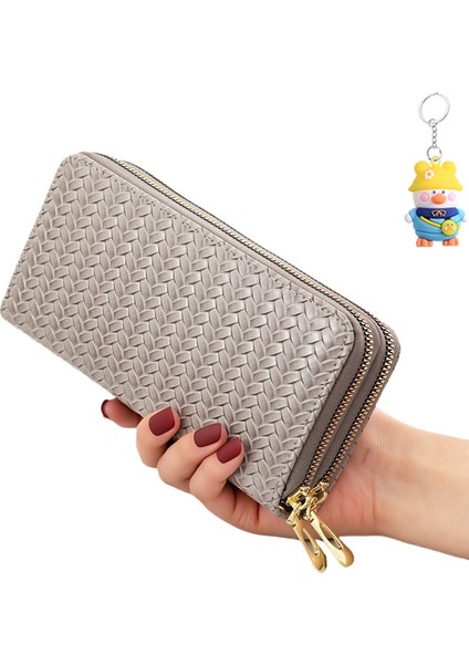 Cüzdan Kadın Uzun Çift Fermuarlı Büyük Kapasiteli Clutch Kadın Cep Telefonu Çantası Kart Tutucu (Yurt Dışından)