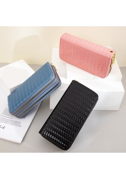 Cüzdan Kadın Uzun Çift Fermuarlı Büyük Kapasiteli Clutch Kadın Cep Telefonu Çantası Kart Tutucu (Yurt Dışından)