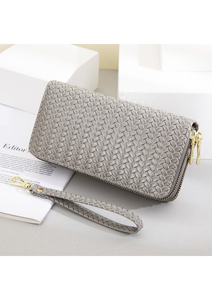 Cüzdan Kadın Uzun Çift Fermuarlı Büyük Kapasiteli Clutch Kadın Cep Telefonu Çantası Kart Tutucu (Yurt Dışından)