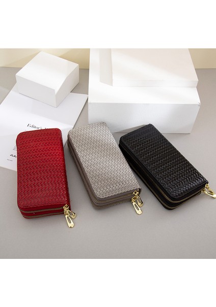 Cüzdan Kadın Uzun Çift Fermuarlı Büyük Kapasiteli Clutch Kadın Cep Telefonu Çantası Kart Tutucu (Yurt Dışından)