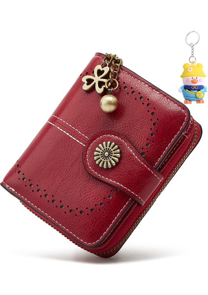 Para Cüzdanı Bayanlar Kısa Küçük Kart Tutucu Üç Katlı Fermuarlı Madeni Para Çantası Moda El Çantası (Yurt Dışından)