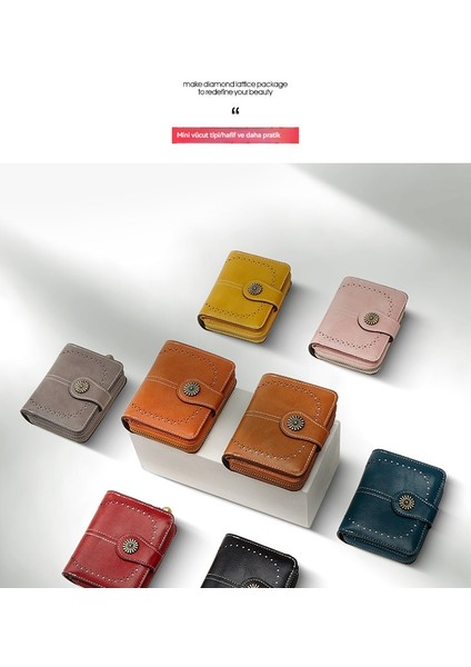 Para Cüzdanı Bayanlar Kısa Küçük Kart Tutucu Üç Katlı Fermuarlı Madeni Para Çantası Moda El Çantası (Yurt Dışından) fiyatları