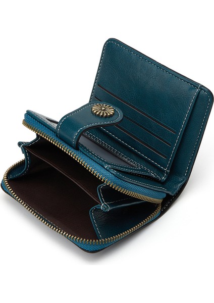 Para Cüzdanı Bayanlar Kısa Küçük Kart Tutucu Üç Katlı Fermuarlı Madeni Para Çantası Moda El Çantası (Yurt Dışından) modelleri