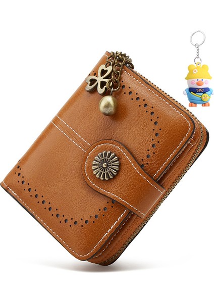 Para Cüzdanı Bayanlar Kısa Küçük Kart Tutucu Üç Katlı Fermuarlı Madeni Para Çantası Moda El Çantası (Yurt Dışından)