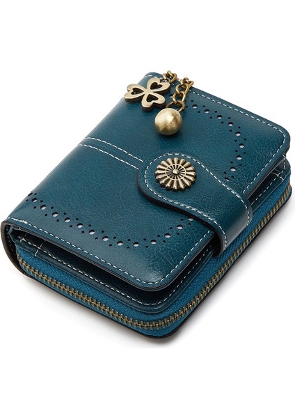 Para Cüzdanı Bayanlar Kısa Küçük Kart Tutucu Üç Katlı Fermuarlı Madeni Para Çantası Moda El Çantası (Yurt Dışından) fırsatları