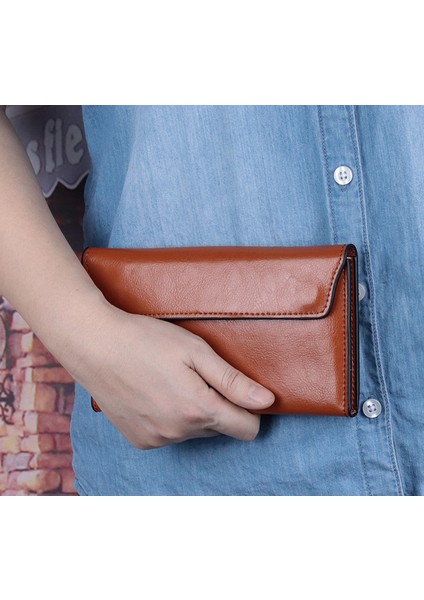 Haklı Deri Büyük Kapasiteli Ultra Ince Kadın Cüzdanı Moda Basit Kadın Clutch Kart Tutucu Cep Telefonu (Yurt Dışından)