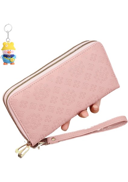 Bayan Cüzdan Kadın Uzun Deri Cüzdan Moda Çift Fermuarlı Kart Tutucu Clutch Cüzdan (Yurt Dışından)