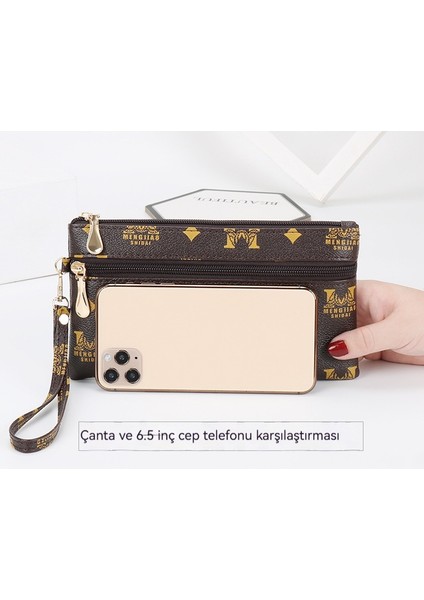 Clutch Bayan Cüzdan Moda Çok Yönlü Cep Telefonu Çantası Kadın Para Cüzdanı Basit Küçük Kare Çanta (Yurt Dışından)