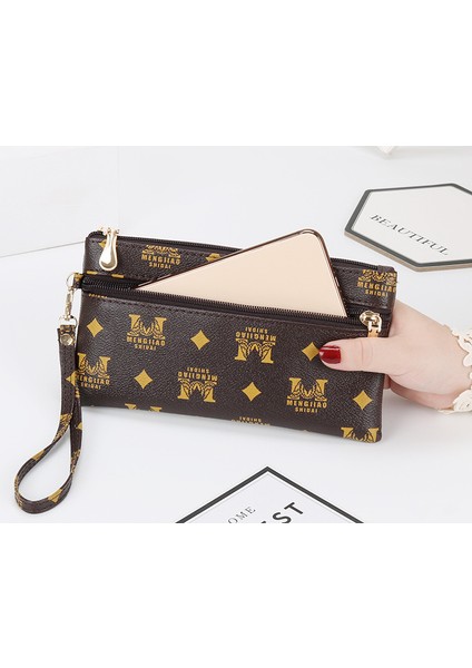 Clutch Bayan Cüzdan Moda Çok Yönlü Cep Telefonu Çantası Kadın Para Cüzdanı Basit Küçük Kare Çanta (Yurt Dışından)