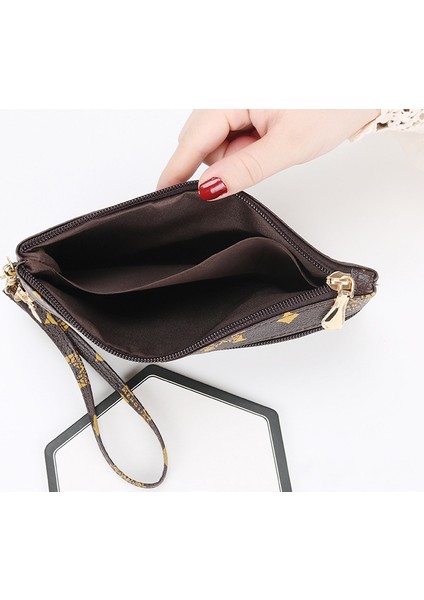 Clutch Bayan Cüzdan Moda Çok Yönlü Cep Telefonu Çantası Kadın Para Cüzdanı Basit Küçük Kare Çanta (Yurt Dışından)