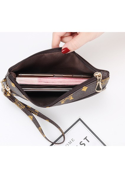 Clutch Bayan Cüzdan Moda Çok Yönlü Cep Telefonu Çantası Kadın Para Cüzdanı Basit Küçük Kare Çanta (Yurt Dışından)