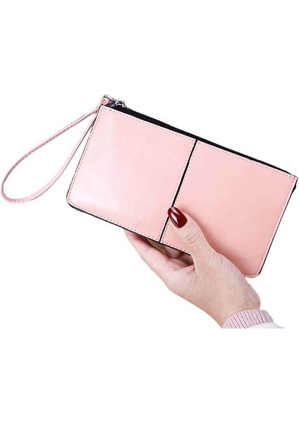 Bayan Cüzdan Kadın Fermuarlı Bilek Çantası Kullanışlı Çok Fonksiyonlu Kart Yuvası Para Cüzdanı Kart Tutucu (Yurt Dışından)