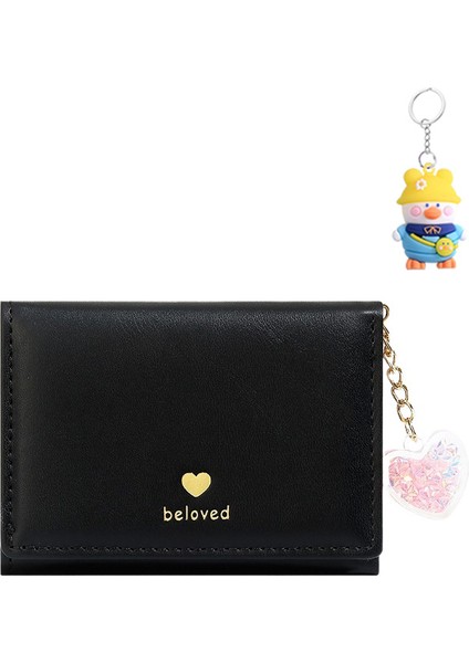 Basit Kısa Bayan Cüzdan Aşk Kalbi Kolye Üç Katlı Para Cüzdan Kart Tutucu (Yurt Dışından)