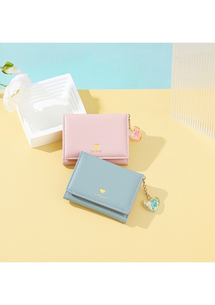 Basit Kısa Bayan Cüzdan Aşk Kalbi Kolye Üç Katlı Para Cüzdan Kart Tutucu (Yurt Dışından) indirimleri