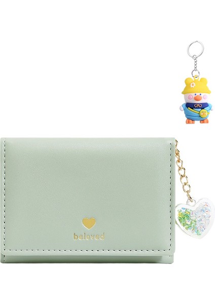 Basit Kısa Bayan Cüzdan Aşk Kalbi Kolye Üç Katlı Para Cüzdan Kart Tutucu (Yurt Dışından)