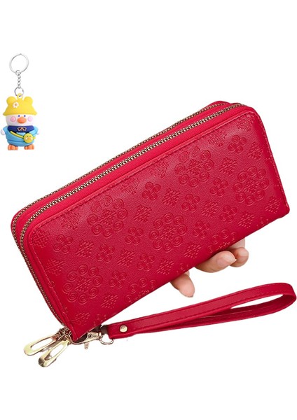 Bayan Cüzdan Kadın Uzun Deri Cüzdan Moda Çift Fermuarlı Kart Tutucu Clutch Cüzdan (Yurt Dışından)