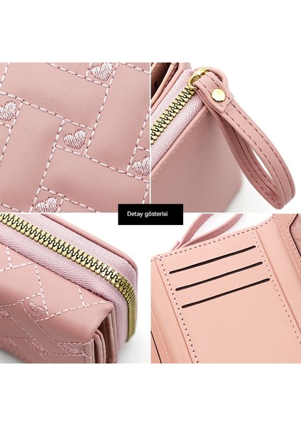 Kalp Şekli Basit Bayan Cüzdan Kadın Küçük Cüzdan Para Cüzdan Kart Tutucu Kısa (Yurt Dışından) modelleri