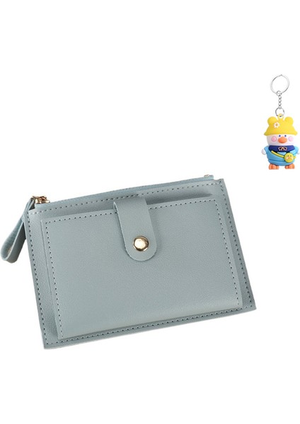 Kısa Cüzdan Kadın Çoklu Kart Yuvası Fermuarlı Düğme Kart Tutucu Basit Bayan Kart Tutucu Para Cüzdanı (Yurt Dışından)