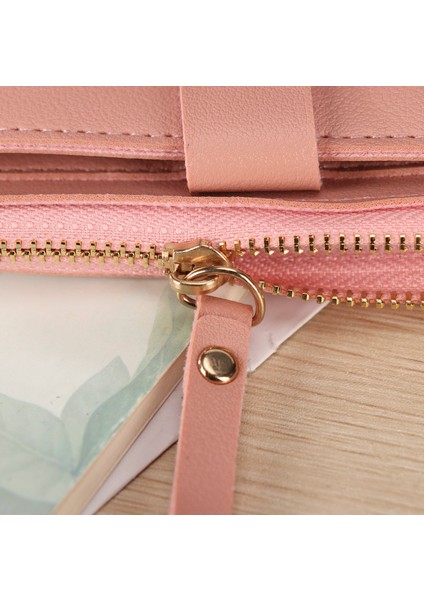 Kısa Cüzdan Kadın Çoklu Kart Yuvası Fermuarlı Düğme Kart Tutucu Basit Bayan Kart Tutucu Para Cüzdanı (Yurt Dışından) modelleri