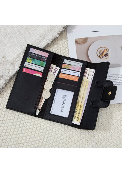 Bayan Cüzdan Düz Renk Büyük Kapasiteli Üç Katlı Clutch Moda Uzun Cüzdan (Yurt Dışından) fiyatları