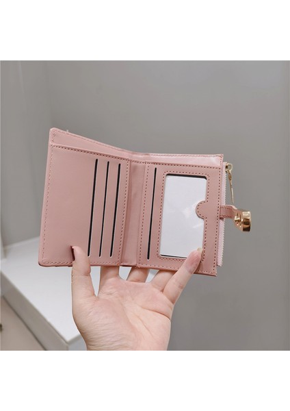 Moda Cüzdan Fermuar Toka Çoklu Kart Yuvası Kısa Cüzdan Cüzdan Kadın Kart Tutucu (Yurt Dışından)