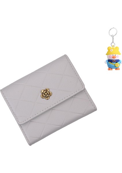 Moda Cüzdan Kadın Kısa Güneş Çiçeği Kabartmalı Toka Büyük Kapasiteli Para Cüzdan Çoklu Kart Yuvası Üç Katlı Çanta (Yurt Dışından)