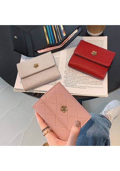 Moda Cüzdan Kadın Kısa Güneş Çiçeği Kabartmalı Toka Büyük Kapasiteli Para Cüzdan Çoklu Kart Yuvası Üç Katlı Çanta (Yurt Dışından) fırsatları