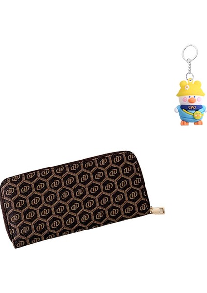 Bayanlar Uzun Cüzdan Büyük Kapasiteli Clutch Baskılı Fermuarlı Kart Tutucu Para Cüzdanı (Yurt Dışından)