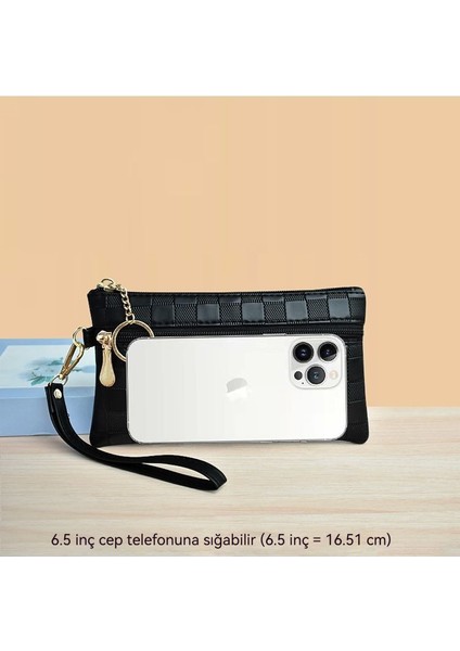 Bayanlar Clutch Cüzdan Çok Yönlü Moda Cep Telefonu Çantası Basit Kart Tutucu Fermuarlı Cüzdan (Yurt Dışından)