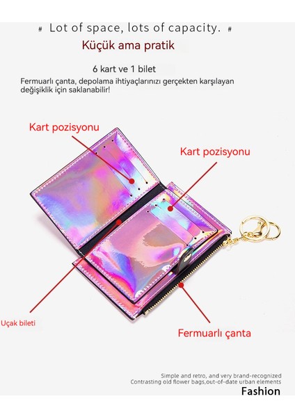 Cüzdan Kadın Kısa Basit Fermuarlı Cüzdan Para Cüzdanı Kart Tutucu (Yurt Dışından)