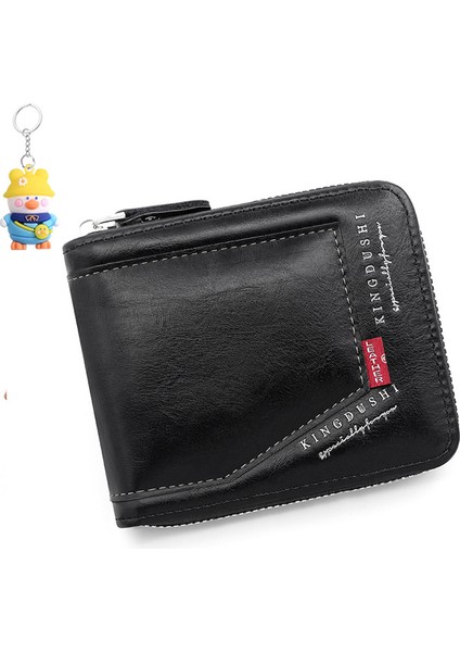 Erkek Kısa Cüzdan Büyük Kapasiteli Çoklu Kart Yuvası Kimlik Çantası Değişiklik Çantası Menteşeli Zincir Çantası (Yurt Dışından)