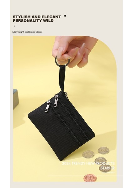 Bayanlar Kumaş Para Cüzdanı Düz Renk Çok Cepli Fermuarlı Paralar Kart Tutucu Çantası (Yurt Dışından) fiyatları