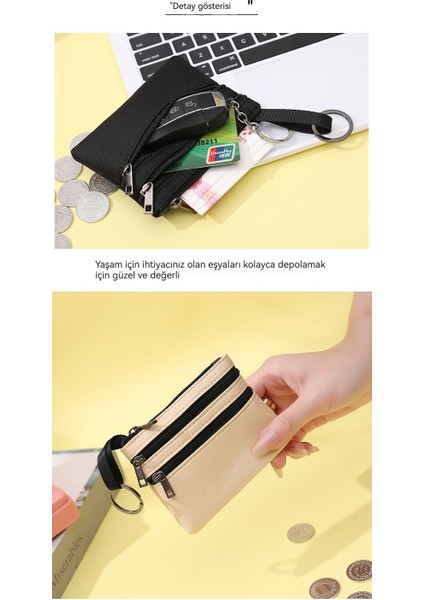 Bayanlar Kumaş Para Cüzdanı Düz Renk Çok Cepli Fermuarlı Paralar Kart Tutucu Çantası (Yurt Dışından) modelleri
