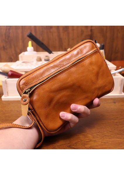 Cüzdan, Eski Elle Ovalanmış Birinci Katman Inek Derisi Klutz, Kadınlar Için Basit Büyük Kapasiteli Cep Telefonu Çantası (Yurt Dışından) modelleri