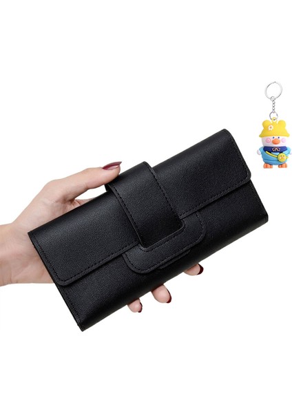 Bayan Cüzdan Düz Renk Büyük Kapasiteli Üç Katlı Clutch Moda Uzun Cüzdan (Yurt Dışından)