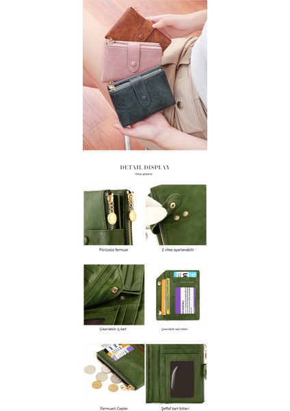 Bayan Cüzdan Çift Fermuar Üç Katlı Kısa Cüzdan Çoklu Kart Yuvası Kısa Cüzdan (Yurt Dışından) fiyatları