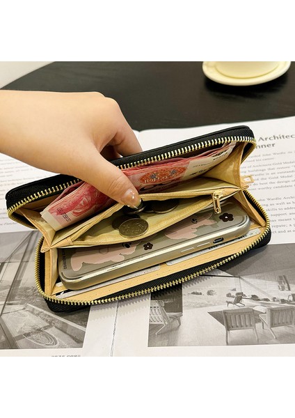 Uzun Bayan Cüzdan Uzun Fermuarlı Clutch Çoklu Kart Yuvası Büyük Kapasiteli Clutch Cüzdan (Yurt Dışından) fiyatları