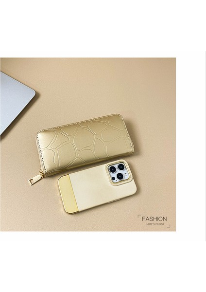 Bayan Cüzdan Moda Orta Uzunluk Taş Desen Cüzdan Clutch Çanta Büyük Kapasiteli Kart Tutucu Para Cüzdanı (Yurt Dışından)