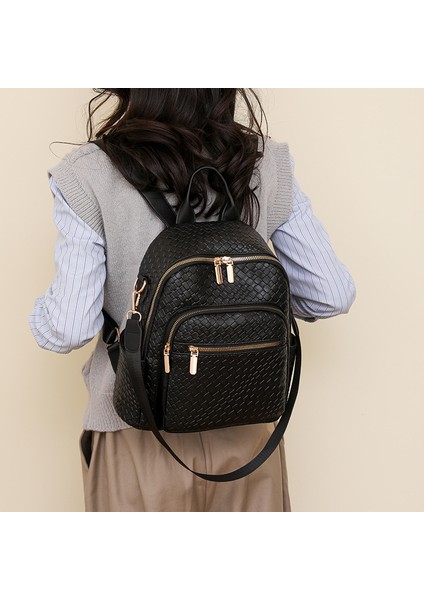 Bayanlar Yumuşak Deri Dokuma Sırt Çantası Moda ve Çok Yönlü Büyük Kapasiteli Rahat Seyahat Anne Çantası (Yurt Dışından) fiyatları