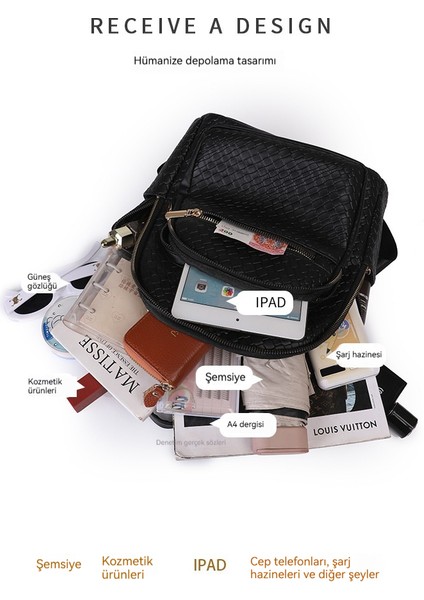 Bayanlar Yumuşak Deri Dokuma Sırt Çantası Moda ve Çok Yönlü Büyük Kapasiteli Rahat Seyahat Anne Çantası (Yurt Dışından) indirimleri