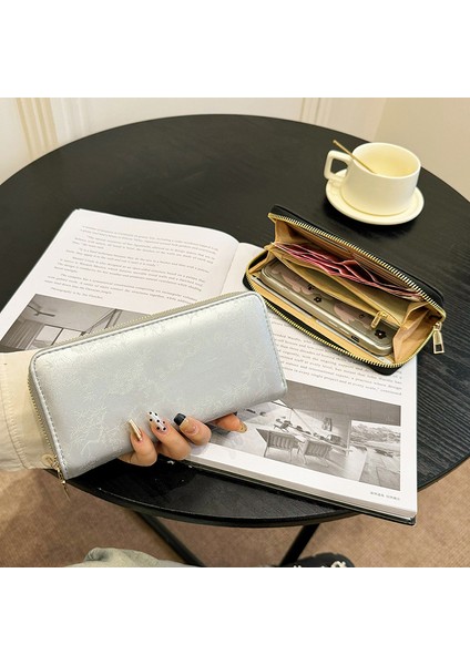 Uzun Bayan Cüzdan Uzun Fermuarlı Clutch Çoklu Kart Yuvası Büyük Kapasiteli Clutch Cüzdan (Yurt Dışından) modelleri