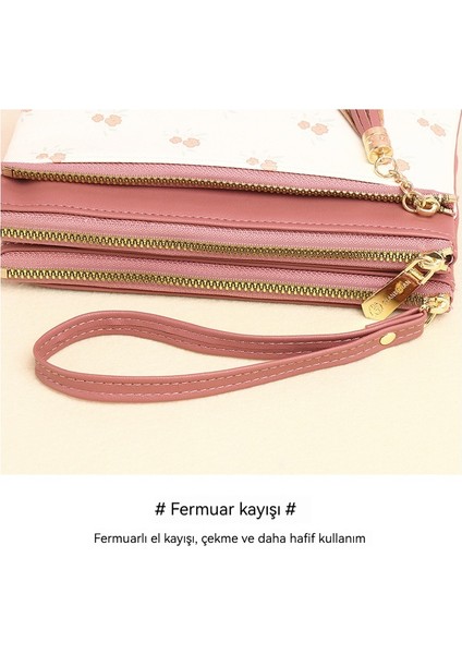 Cüzdan Bayan Büyük Kapasiteli El Çantası Basit Baskılı Bayan Fermuarlı Çanta Para Cüzdanı Cep Telefonu (Yurt Dışından) fırsatları