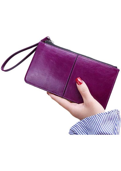 Bayan Cüzdan Kadın Fermuarlı Bilek Çantası Kullanışlı Çok Fonksiyonlu Kart Yuvası Para Cüzdanı Kart Tutucu (Yurt Dışından)