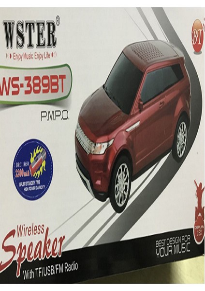 WS-389BT Şarjlı Suv Araba Mp3 Ses Müzik Çalar Bluetooth Hoparlör Speaker Fm Radyo Sd Kart USB Aux fırsatları