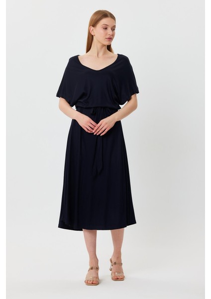 Kuşaklı V Yaka Elbise (B23-00239) fiyatları