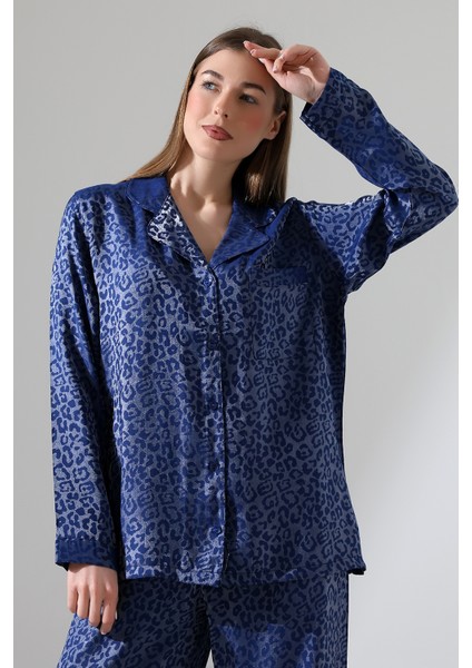 Likapashop Viskon Jakarlı Uzun Kol Pijama Takımı modelleri