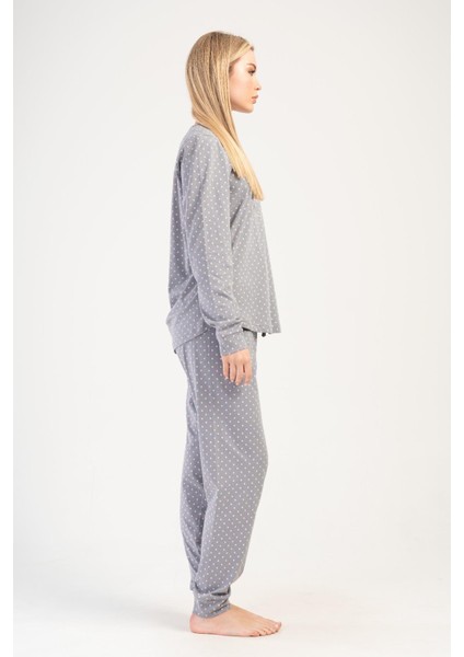 Kadın Büyük Beden Uzun Kol Füme Pijama Takım C1T7N0O404 fiyatları