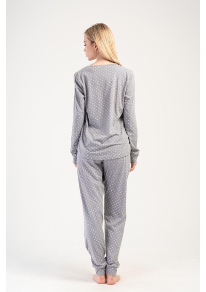 Kadın Büyük Beden Uzun Kol Füme Pijama Takım C1T7N0O404 fırsatları